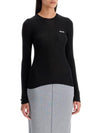 Intarsia Logo Cashmere Knit Top Black - MIU MIU - BALAAN 3