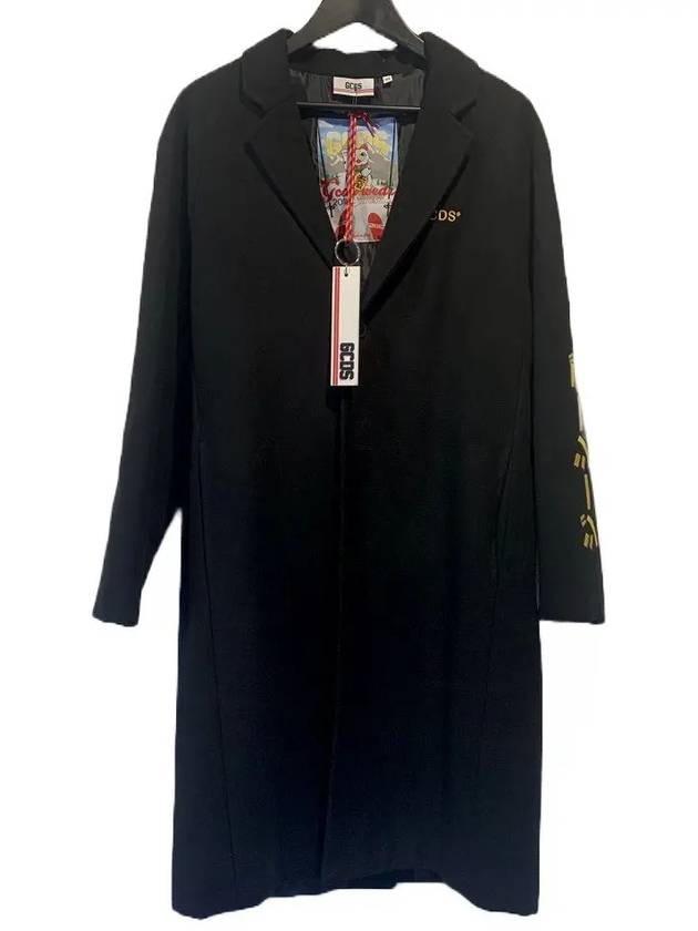 TOKIO embroidered buttonup black long coat - GCDS - BALAAN 1