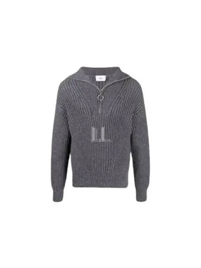 Half Zip-Up Knit Top Grey - AMI - BALAAN 2