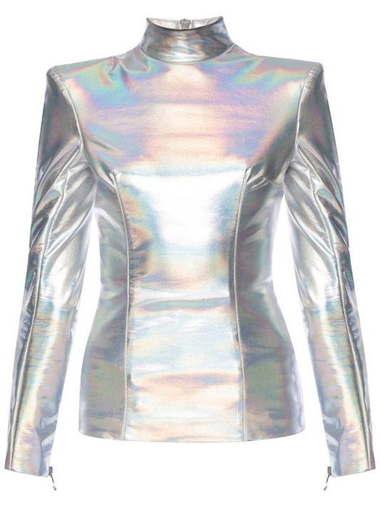 SILVER HOLOGRAPHIC TOP - BALMAIN - BALAAN 1