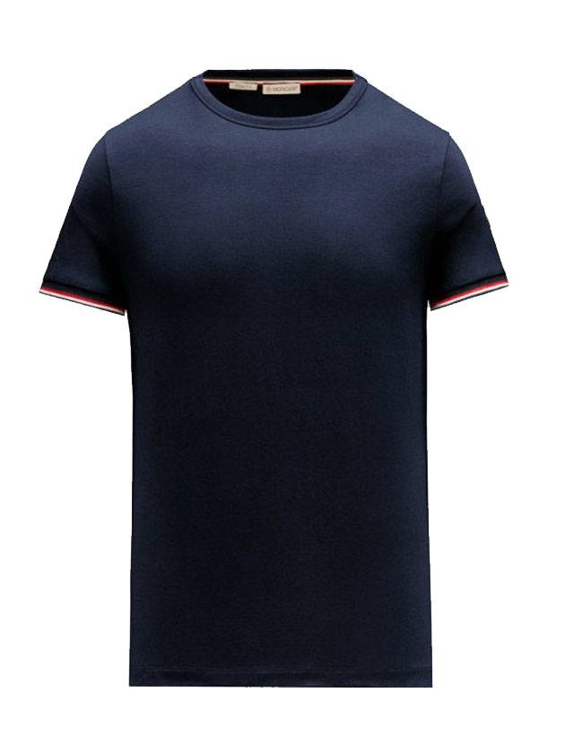 Arm Logo Round Short Sleeve T-Shirt Night Blue - MONCLER - BALAAN 1