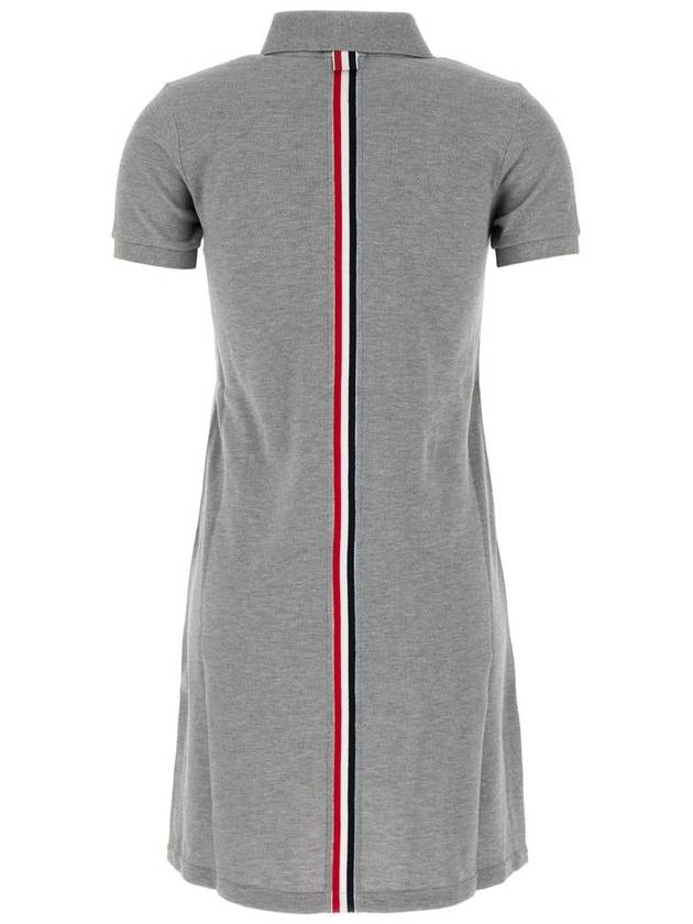 Classic Cotton Pique Center Back Stripe A-Line Short Sleeve Polo Shirt Short Dress Grey - THOM BROWNE - BALAAN 3