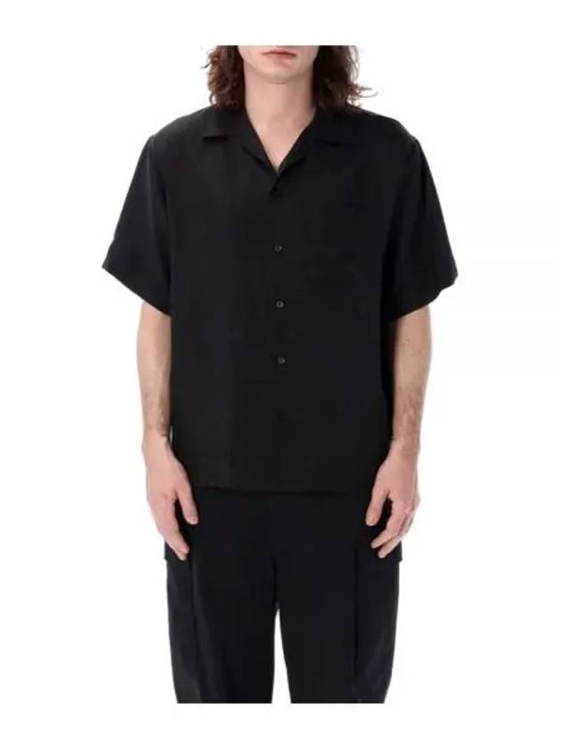 Embroidered Logo Cupro Short Sleeve Shirt Black - MSGM - BALAAN 2