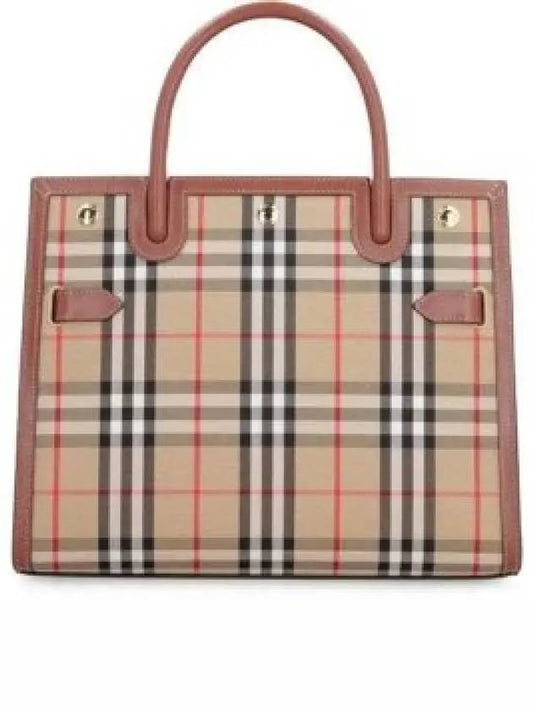 Small Vintage Check Title Tote Bag Beige - BURBERRY - BALAAN 2