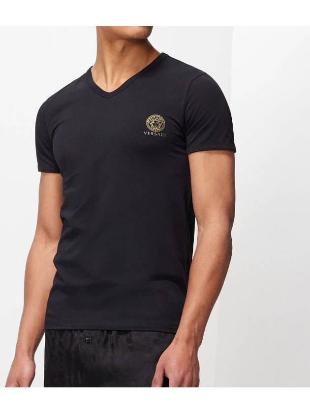 Men's Chest Medusa Logo Short Sleeve T-Shirt Black - VERSACE - BALAAN 6