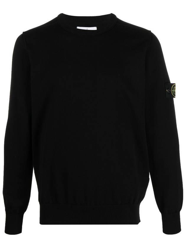 Crewneck Soft Cotton Knit Top Black - STONE ISLAND - BALAAN 6