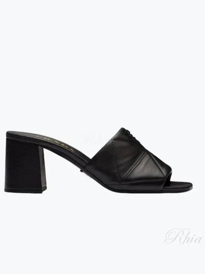 Quilting Nappa Leather Sandal Heels Black - PRADA - BALAAN 2