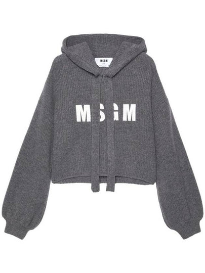 Wool Cashmere Biscuit Hooded Knit Top Grey - MSGM - BALAAN 2