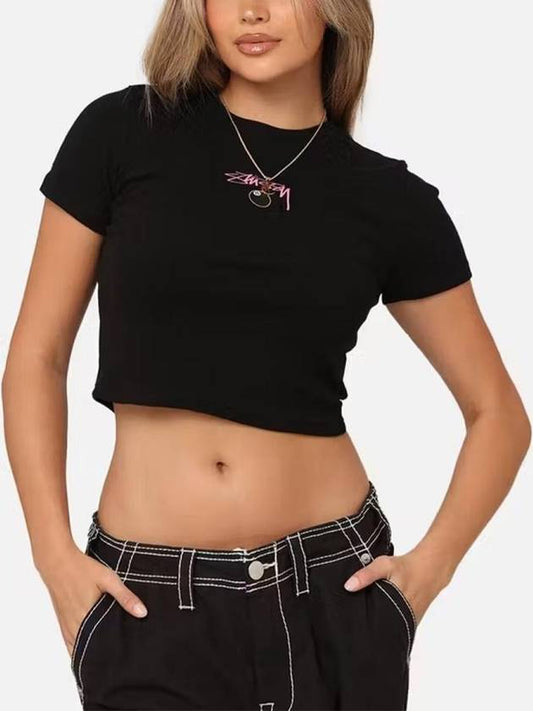 AU Australia 8BALL BABY Slim Fit Crop T Shirt ST1M0252 Black WOMENS - STUSSY - BALAAN 1