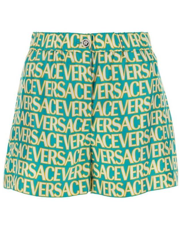 Allover Logo Print Silk Short Light Blue - VERSACE - BALAAN 2