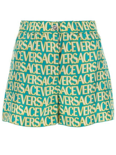 Allover Logo Print Silk Short Light Blue - VERSACE - BALAAN 2