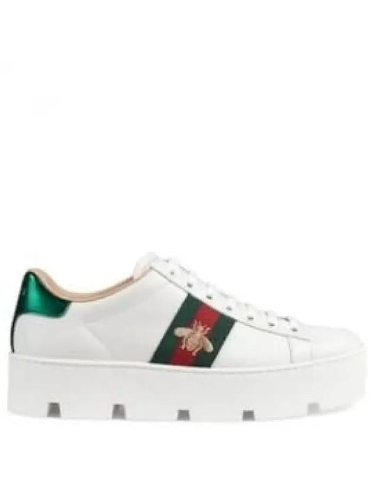 Ace Embroidered Bee Platform Low Top Sneakers White - GUCCI - BALAAN 2