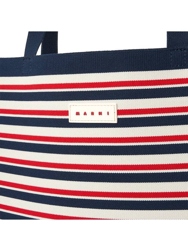 Jacquard Stripe Flat Tote Bag Navy - MARNI - BALAAN 7