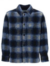 Kervon Check Oversized Shirt Jacket Navy - ISABEL MARANT - BALAAN 2