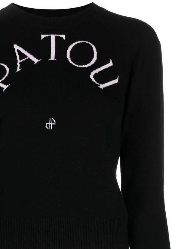 Embroidered Logo Wool Knit Top Black - PATOU - BALAAN 4