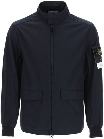 Men's Nylon Cotton Batavia Garment Dyed Zip Up Jacket Navy - STONE ISLAND - BALAAN 1