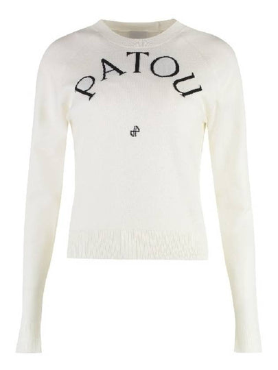 Embroidered Logo Wool Knit Top White - PATOU - BALAAN 2