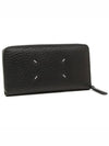 Stitched Grain Leather Zip Around Long Wallet Black - MAISON MARGIELA - BALAAN 2