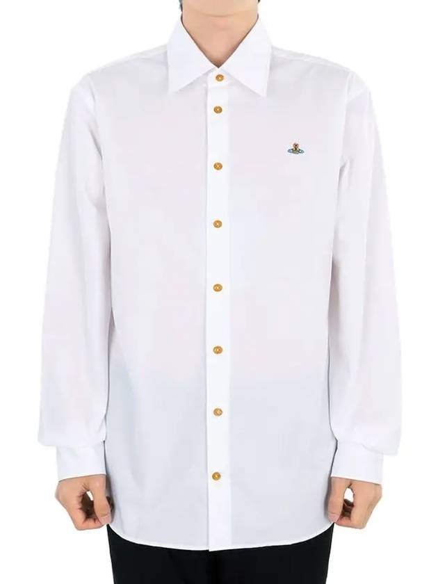 Men's Embroidered ORB Long Sleeve Shirt White - VIVIENNE WESTWOOD - BALAAN 3