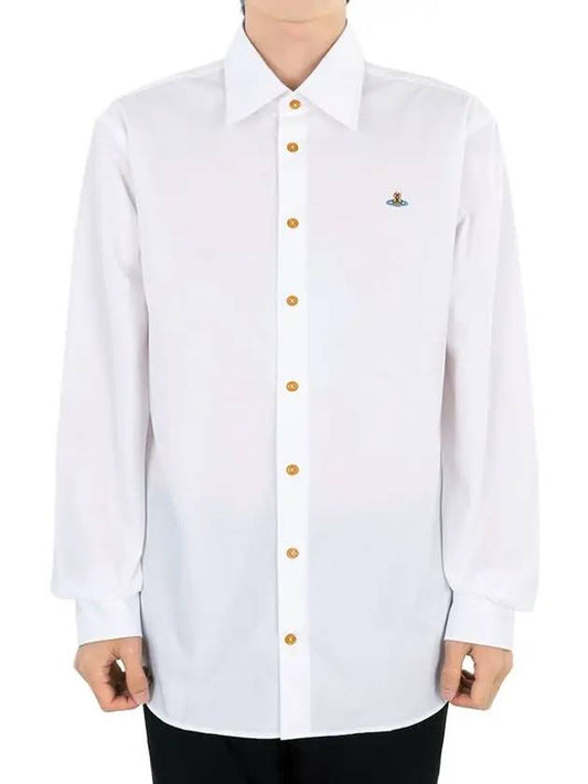 Men's Embroidered ORB Long Sleeve Shirt White - VIVIENNE WESTWOOD - BALAAN 2