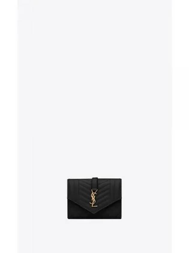 Matelasse Monogram Card Wallet Black - SAINT LAURENT - BALAAN 2