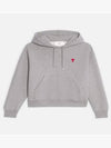 Small Heart Logo Hoodie Heather Ash Grey - AMI - BALAAN 3