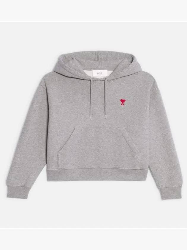 Small Heart Logo Hoodie Heather Ash Grey - AMI - BALAAN 2