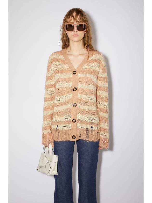 Distressed Stripe Cardigan Beige - ACNE STUDIOS - BALAAN 3