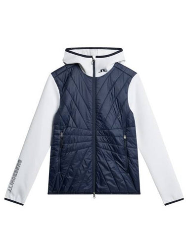 Women's Holma Quilt Hybrid Zip-Up Hoodie Navy - J.LINDEBERG - BALAAN 1