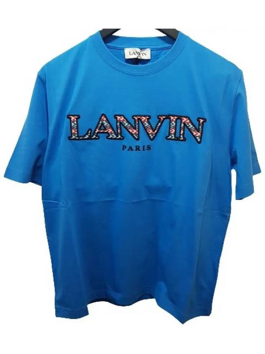 TS0005 J207 222 Cuff Logo Embroidered Short Sleeve TShirt Blue - LANVIN - BALAAN 2