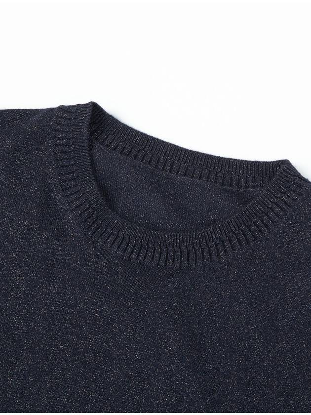 Glitter Round Neck Knit Top Navy - CALLAITE - BALAAN 2