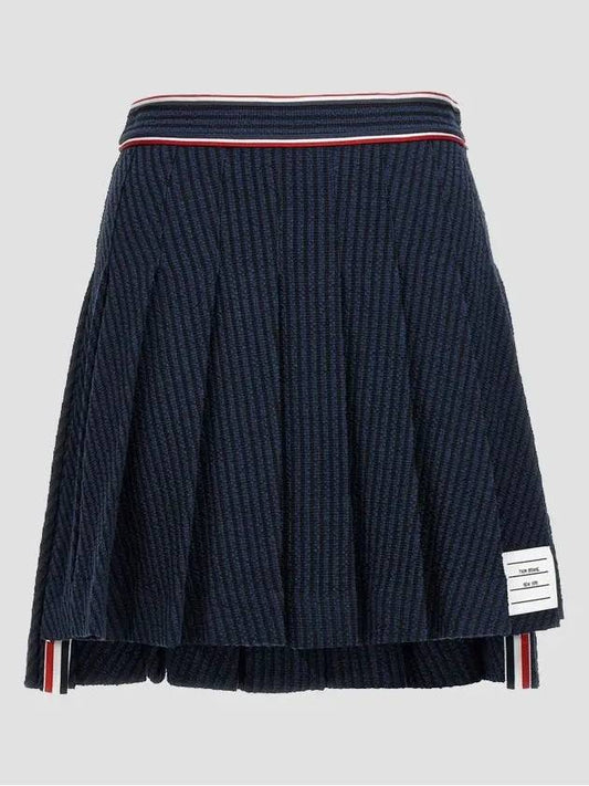 University Striped Pleated Mini Skirt Navy - THOM BROWNE - BALAAN 2