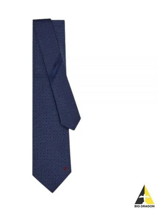 Embroidered Gancini Silk Tie Navy - SALVATORE FERRAGAMO - BALAAN 2