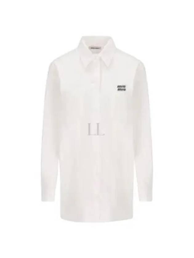 Chest Logo Populin Cotton Shirt White - MIU MIU - BALAAN 2