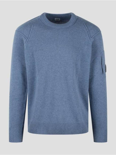 Lambswool GRS Crew Neck Knit Top Blue - CP COMPANY - BALAAN 2