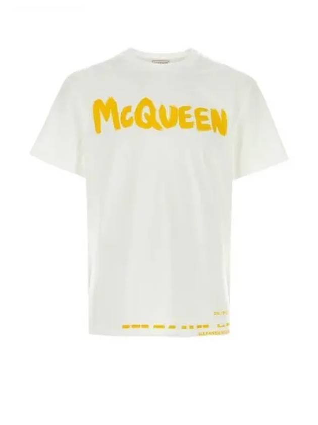 Men's Graffiti Logo Short Sleeve T-Shirt White - ALEXANDER MCQUEEN - BALAAN 2