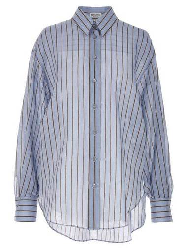 Monilli Striped Long Sleeve Shirt Blue - BRUNELLO CUCINELLI - BALAAN 1