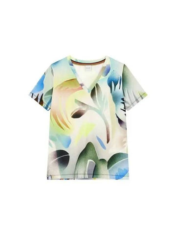 30 9 29 Women s Floral V Neck T Shirt Ivory 270949 - PAUL SMITH - BALAAN 1