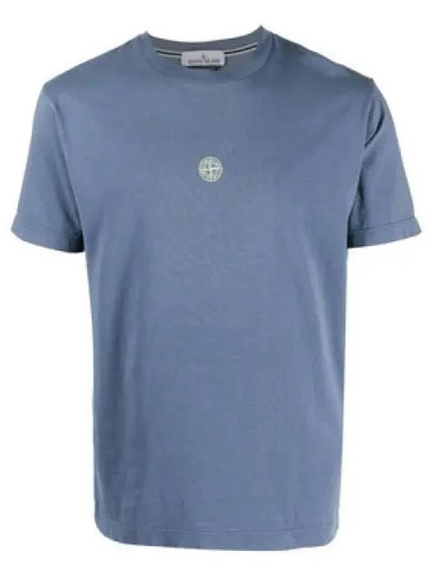 Chest Logo Print Short Sleeve T-Shirt Avio Blue - STONE ISLAND - BALAAN 2