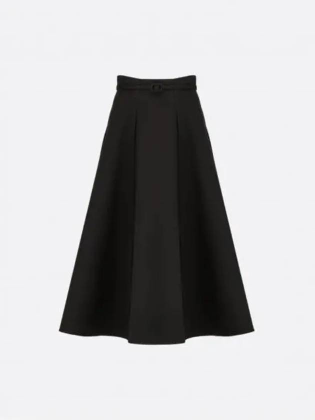 Signature Wool Silk Midi A-line Skirt Black - DIOR - BALAAN 2