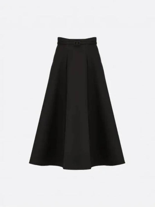 Signature Wool Silk Midi A-line Skirt Black - DIOR - BALAAN 2