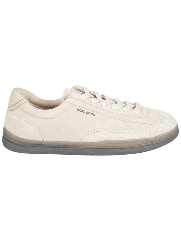 Logo Suede Low Top Sneakers Cream - STONE ISLAND - BALAAN 3