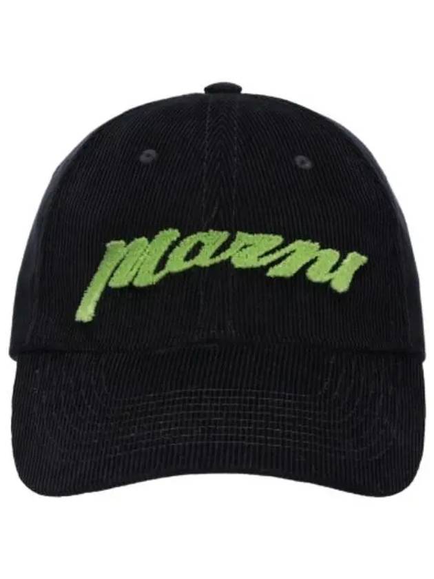 Corduroy Baseball Cap Black Hat - MARNI - BALAAN 1