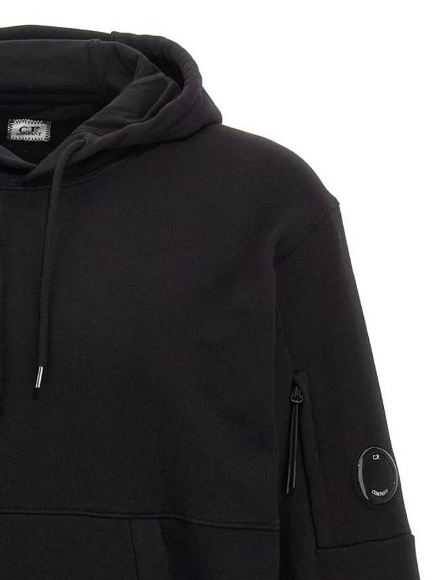 Diagonal Raised Fleece Lens Hoodie Black - CP COMPANY - BALAAN 4