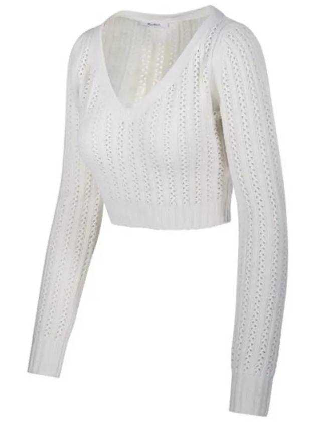 Ifrem Wool Cashmere Crop Knit Top White - MAX MARA - BALAAN 3