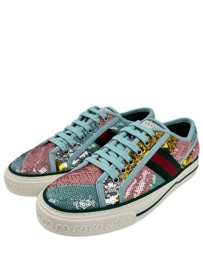 Tennis 1977 sparkling silver sequin sneakers 652622 - GUCCI - BALAAN 2