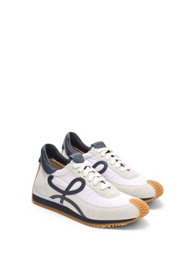 Flow Runner Nylon Suede Low-Top Sneakers Blue Anthracite White - LOEWE - BALAAN 3