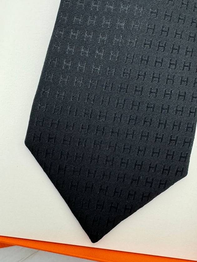 Pacone H Tie Silk Black H036321T - HERMES - BALAAN 3