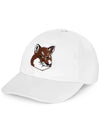 Large Fox Head Embroidered 6P Ball Cap White - MAISON KITSUNE - BALAAN 6