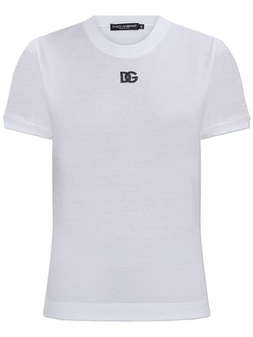 Dolce & Gabbana T-shirt With Embroidered Logo, Women's, White - DOLCE&GABBANA - BALAAN 1